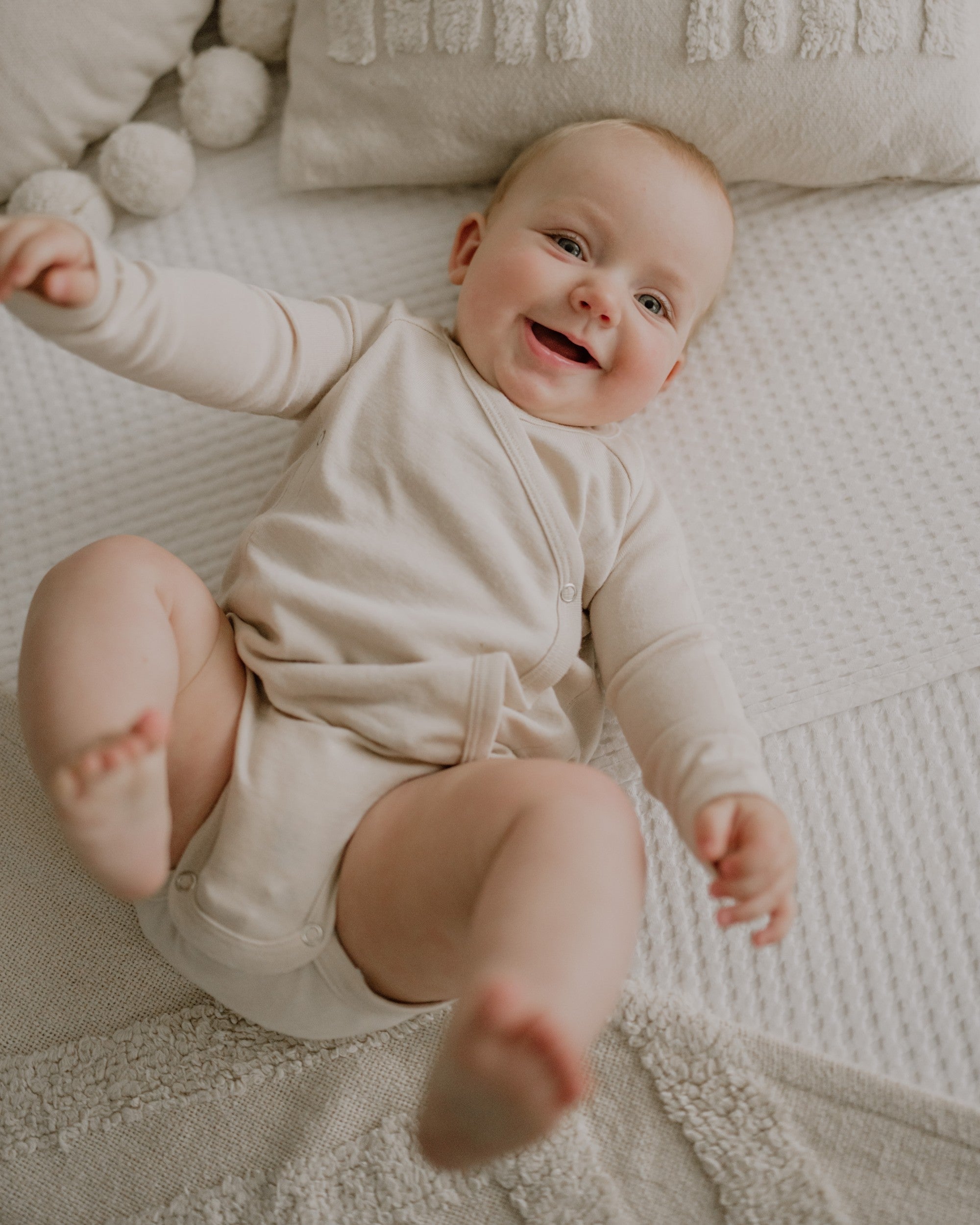 Wolle Seide Wickelbody - Beige