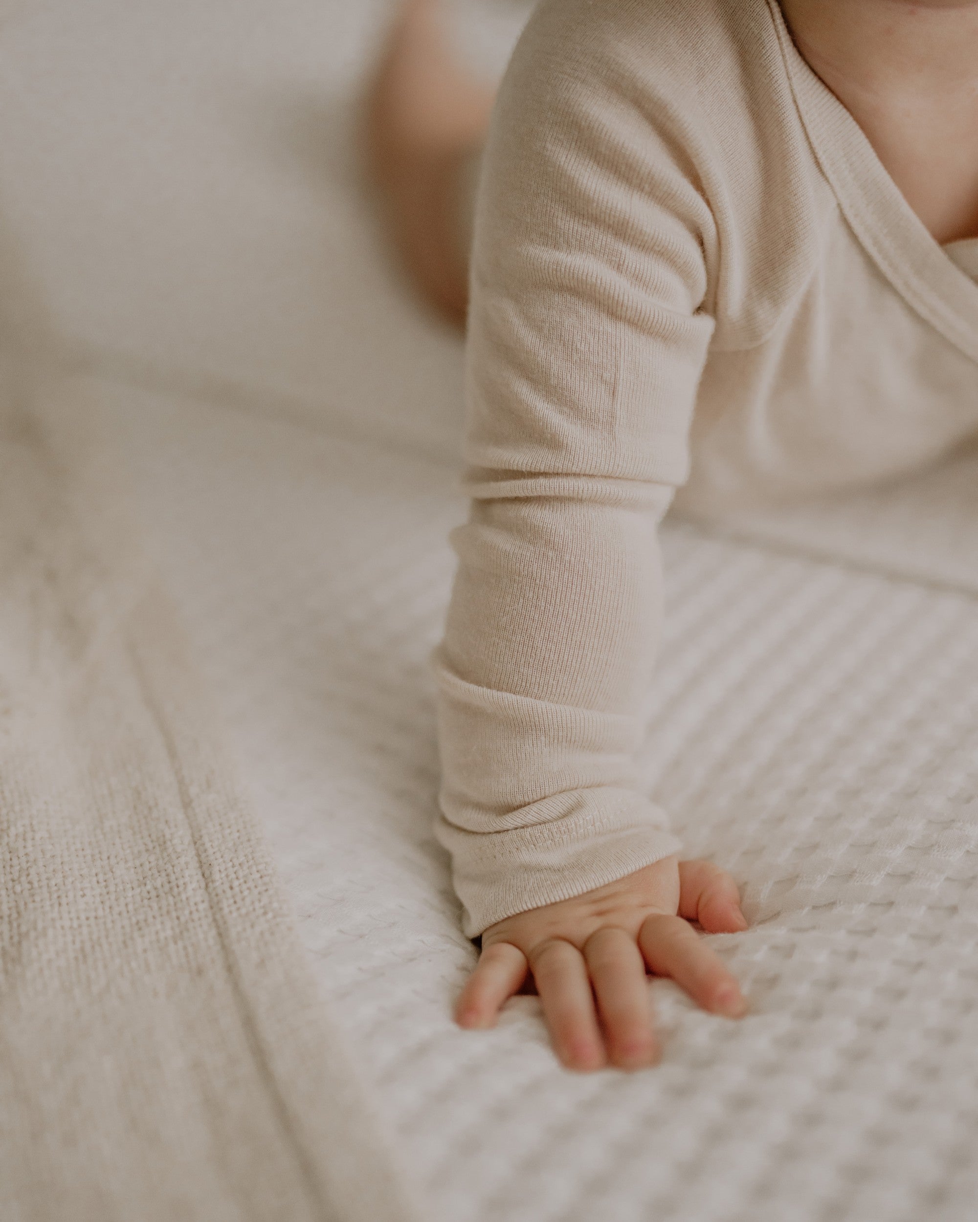 Wolle Seide Wickelbody - Beige