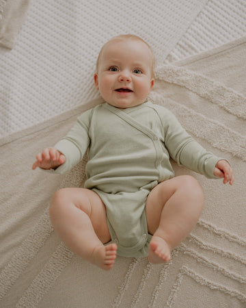 Wolle Seide Wickelbody - Salvia